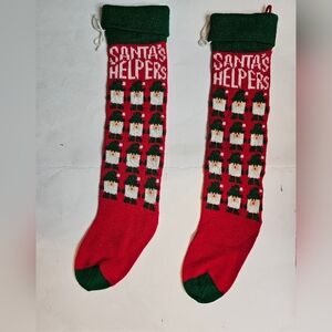 Vintage pair of Santa's helpers Christmas stockings